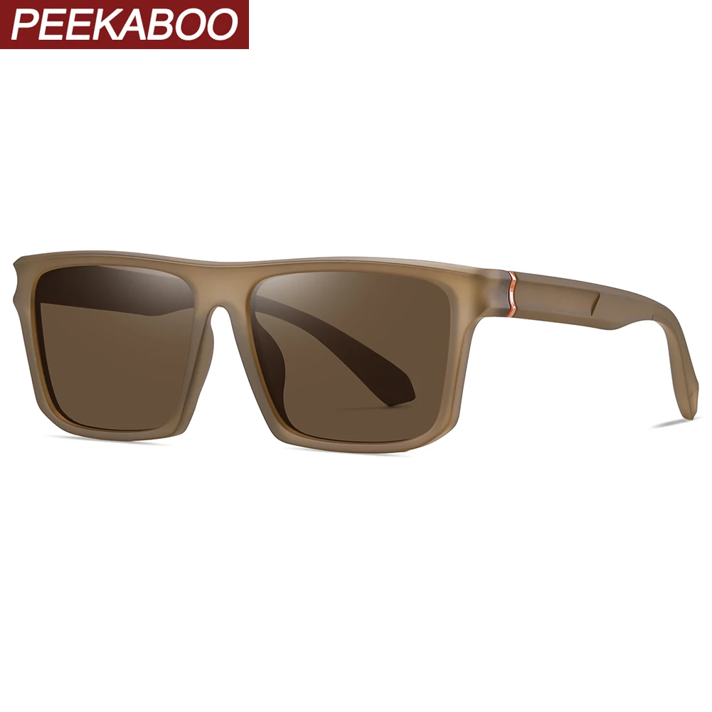 Солнцезащитные очки Peekaboo uv400 в квадратной оправе для мужчин TR90 для вождения, мужские солнцезащитные очки, поляризованные зелено-коричневые, хит продаж, подарочные изделия