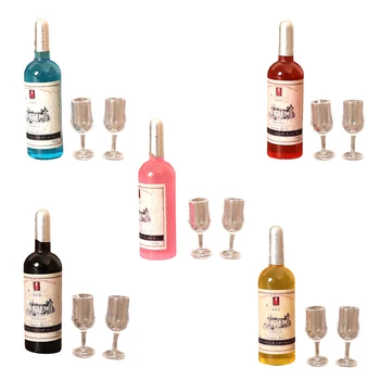 1 комплект 1:12 Кукольный домик Миниатюрные бутылки красного вина, Кубки, модель кухонного декора, Игрушки, аксессуары для кукольного дома