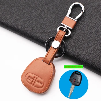 1 шт. кожаный чехол для ключей от автомобиля, брелок для Mitsubishi Lancer EX Outlander ASX Galant Pajero, сумка для дистанционного ключа с 2 кнопками
