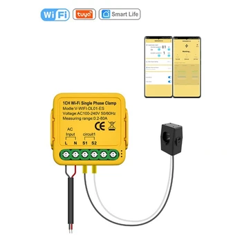 1 ШТ. Монитор измерителя мощности Tuya Wifi Автоматические уведомления Пульт дистанционного управления Smart Life Желтый