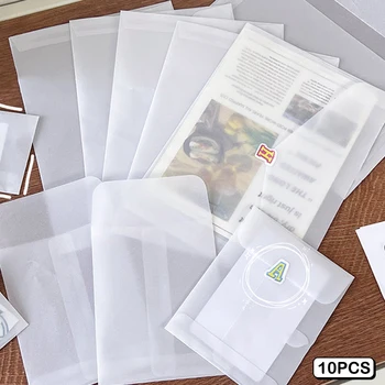 10 шт. Полупрозрачных конвертов из сернокислотной бумаги для открыток 