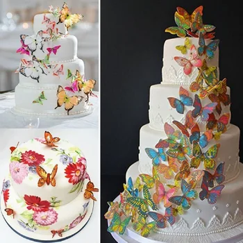 10шт Смешанных бабочек Съедобные Клеевые вафли из рисовой бумаги для торта, Топперы для кексов для украшения торта, инструменты для дня рождения и свадьбы