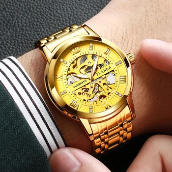 2023 Водонепроницаемые мужские часы-скелетоны из нержавеющей стали, лучший бренд класса Люкс, Прозрачные механические спортивные мужские наручные часы