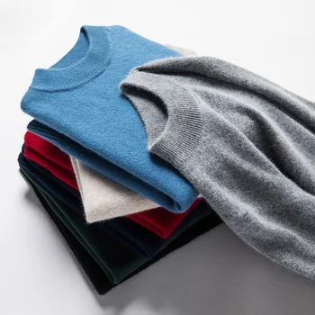 2023 Осенне-зимний новый мужской повседневный свитер с полувысоким вырезом, однотонный трикотаж с подкладкой, теплый трикотаж с подкладкой для мужской одежды