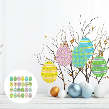 24 пасхальных яйца, деревянные украшения, бирки, вырезы из деревянных пасхальных яиц для домашнего класса, товары для вечеринок, Фермерский дом, Праздник, Весна