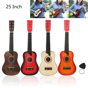 25-дюймовая игрушечная акустическая гитара из липы для детей и начинающих со звукоснимателями 4 цвета по желанию в качестве подарков
