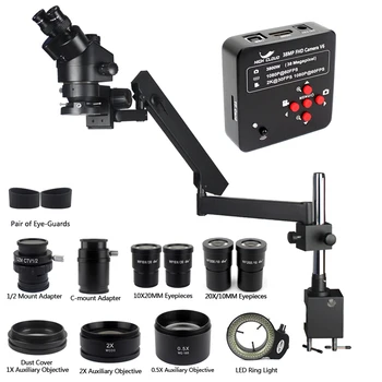 3.5X-90X Simul Focus Тринокулярный Шарнирный Рычажный Зажим Микроскоп 38MP 2K HDMI USB Microscopio Камера Комплект Для Ремонта Пайки печатных Плат