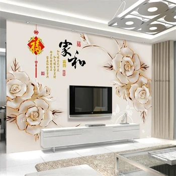 3D обои Beibehang HD рельефная резьба по нефриту дом и богатая гостиная спальня ТВ фоновые обои для стен 3 d