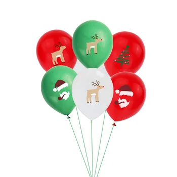 6шт 12-дюймовых рождественских украшений из латексного воздушного шара с изображением Санта-Клауса Лося, рождественской елки, воздушных шаров для праздничных вечеринок