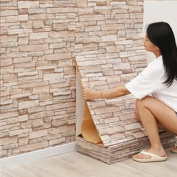 70 см x 3 м 3D наклейки на кирпичную стену, самоклеящиеся обои, водонепроницаемые наклейки, наклейки для украшения дома, Пенопластовые наклейки на стену