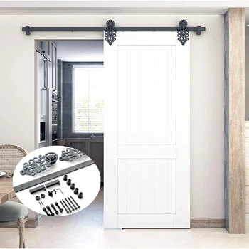 DIYHD TSQ72 8-футовый декоративный роликовый черный Комплект оборудования для раздвижного сарая, одинарная 1 дверь, прост в установке, дверь в комплект не входит