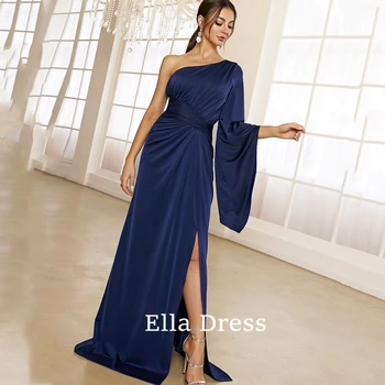 Ella/ однотонное газовое платье с открытыми плечами, длинными рукавами и разрезами по бокам, подходящие платья по запросу, женское вечернее платье для выпускного бала