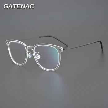 Gatenac Ультралегкая титановая оправа для очков Для мужчин, Прозрачная оправа для оптических очков по рецепту для женщин, Очки люксового бренда