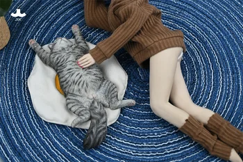 JXK 1/6 Модель лежащего кота Реалистичная фигурка домашнего животного Kawaii Cute Украшение настольной сцены Коллекция Аксессуаров Реквизит Подарочная игрушка