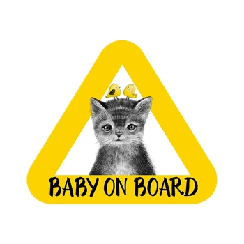 S41014 # Различных Размеров Забавная Самоклеящаяся Наклейка Baby On Board Cat Автомобильная Наклейка Водонепроницаемые Декоры на Бампер Заднего Стекла Ноутбука