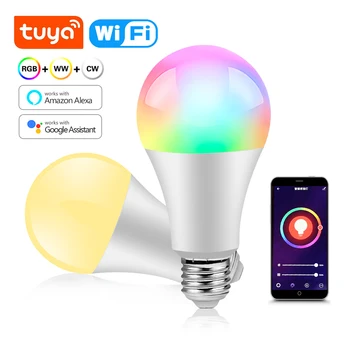 Tuya WiFi/Bluetooth Умная Светодиодная Лампа Smart Life E27 RGB CW Лампа Умные Лампочки 110V 220V Умные Лампы Для Alexa Google Assisatnt