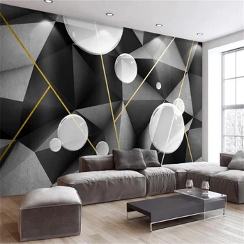 wellyu Пользовательские обои papel de parede Современный минималистичный креативный сплошной геометрический пузырь 3D пространство телевизор диван фон стены