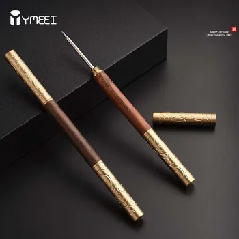 YMEEI, 1 шт., чайный нож с двойной головкой из сандалового дерева и деревянной ручкой, набор для сбора игл, Инструменты для чая Пуэр, Многофункциональный инструмент для изготовления чайных брикетов.