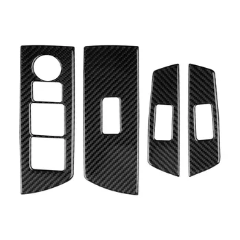 Автомобильное оконное стекло из углеродного волокна, кнопка подъема, накладка переключателя, наклейка на панель дверного подлокотника для Mazda CX-9 2016-2020 Слева