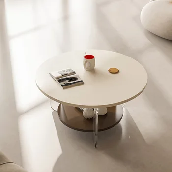 Акриловый круглый журнальный столик, эстетичный Скандинавский твердый переплет, Большой прозрачный приставной столик, Японская простая мебель для дома Mesa