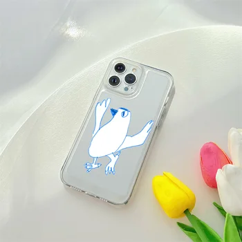 Арт-Граффити Забавная Птица Чехол для iPhone 14 13 ProMax XR XS Max 7 8 Plus SE 12 Mini 11 Прозрачная Защитная Оболочка Из Мягкого ТПУ