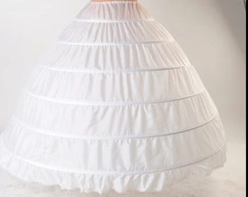 Белые новые 6 обручей Нижние юбки для бальных платьев Свадебные платья Нижняя юбка Свадебные аксессуары Кринолины юбки