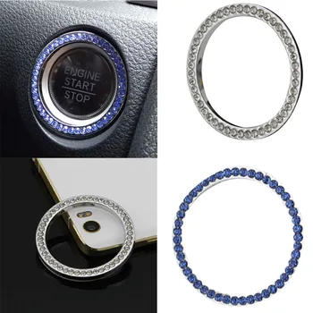 Блестящая клейкая кнопка запуска автомобиля, декоративное кольцо, стразы, встроенные в круг украшения автомобиля