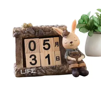 Блок-календарь Вечный настольный календарь Декор стола простым и щедрым шрифтом Дизайн в виде кролика для школьной столовой на подоконнике
