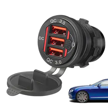 Быстрое Автомобильное Зарядное Устройство QC 3.0 3-Портовый Блок Быстрого Зарядного Устройства С Переключателем Штекер Быстрой Зарядки Для Электронных Устройств GPS Камера Сотовый Телефон