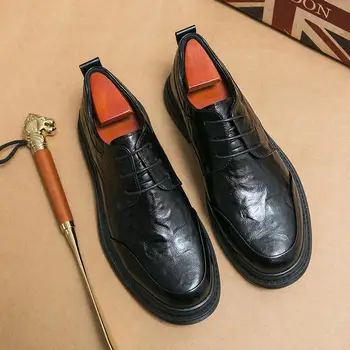 Весенняя и осенняя мужская обувь, рабочая одежда с низким вырезом, модная обувь Martin, британская дикая деловая официальная повседневная кожаная обувь, мужская рабочая обувь
