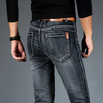 Весна Осень 2024 Мужские Элегантные эластичные джинсы Деловая мода Прямые Обычные джинсовые брюки Стрейч Мужчины 28-40