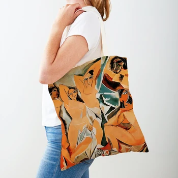 Винтажная сумка для покупок Пабло Пикассо классического искусства, женские сумки для покупок, повседневные женские сумки-тоут с двойным принтом