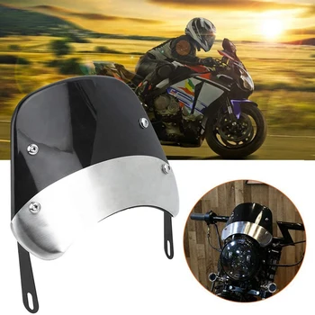 Винтажное лобовое стекло мотоцикла, Ветрозащитный экран, Универсальная модификация для круглых фар 5-7 дюймов