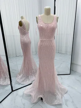 Внешнеторговая Сиротская Розовая Русалка в вечернем платье с пайетками, сексуальная и тонкая ведущая M00011