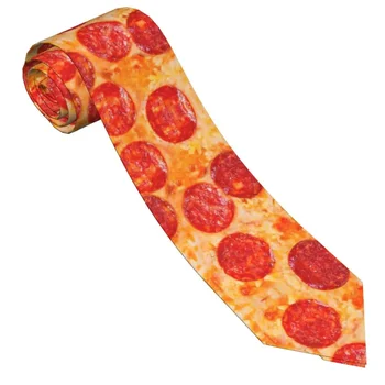 Галстуки для пиццы Пепперони Унисекс из тонкого полиэстера, узкие 8 см, Забавные итальянские галстуки для мужских костюмов, Аксессуары для офиса