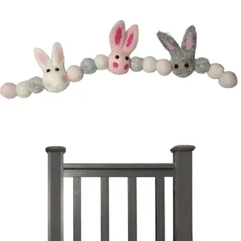 Гирлянда с пасхальным кроликом Баннер с кроличьим шариком на Пасху, помпоны ручной работы, Пасхальный Подвесной баннер, украшение для вечеринки дома