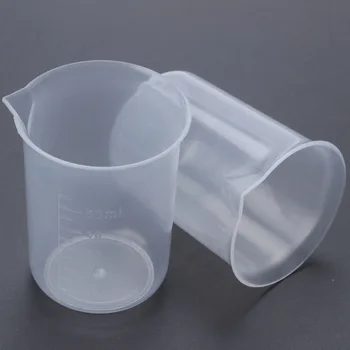 Градуированный стакан объемом 50 мл, прозрачный пластиковый мерный стаканчик для лаборатории, 2 шт.