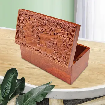 Деревянная шкатулка-органайзер для ювелирных изделий Подарочная коробка для ювелирных изделий Винтажная шкатулка для безделушек Футляр для ювелирных изделий Коробка на память для домашнего туалетного столика