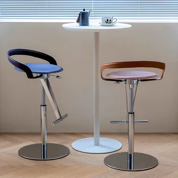 Дизайнерский барный стул со спинкой, для отдыха на кухне, поворотный Регулируемый барный стул, кожаные табуреты для стойки регистрации, мебель для дома Altos Cocina