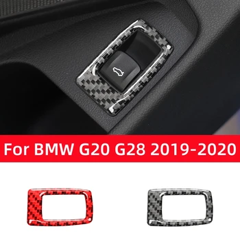 Для BMW 3 серии G20 G28 2019-2020 Автомобильные Аксессуары из углеродного волокна для отделки салона автомобиля, переключателя багажника, декоративных наклеек рамки