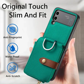Для samsung flip4 Защитный Чехол-бумажник с защитой от Падения для Samsung Galaxy Z Flip 4 Flip4 5G Карман для карт Чехол для телефона