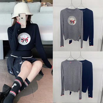Жаккардовый модный брендовый шерстяной вязаный женский свитер Harajuku, Свободные зимние повседневные пуловеры с круглым вырезом, топы