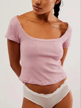 Женские укороченные футболки, летние однотонные базовые топы с коротким рукавом, пуловеры для уличной одежды, эстетичная одежда в стиле гранж.