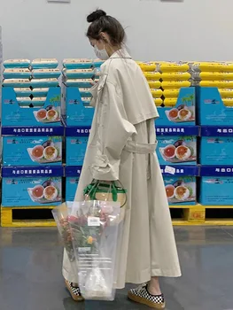 Женское пальто SuperAen White, удлиненное пальто весны и осени 2023, Новое пальто в корейском стиле.