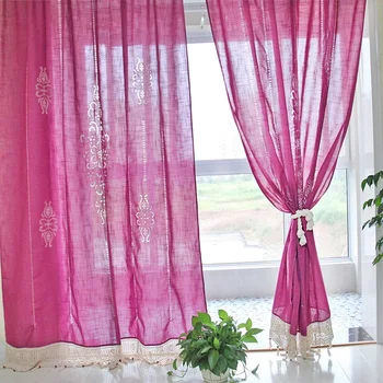 Занавеска с отделкой из европейской ткани хлопок лен вышивка затенение спальня гостиная напольная занавеска для окна