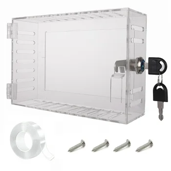 Защитная крышка термостата Универсальная прозрачная коробка с замком для термостата, Прозрачная защитная крышка для домашней школы