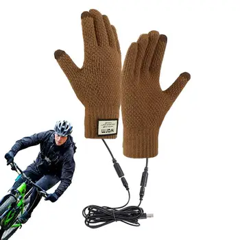 Зимние перчатки, перчатки с сенсорным экраном, теплые ветрозащитные эластичные перчатки с USB-подогревом, теплые перчатки для пеших прогулок в холодную погоду, теплые перчатки для вождения
