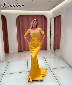 Золотистые коктейльные платья с прозрачным вырезом и жемчугом Простые платья Русалки для выпускного вечера с открытыми плечами от Кутюр