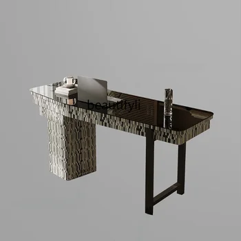 Итальянский минималистичный стол из закаленного офисного стекла, стол из массива дерева, компьютерный стол для учебы
