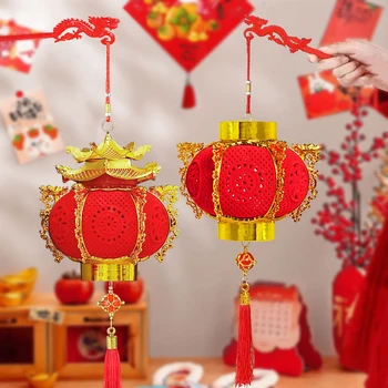 Китайский Новогодний Фонарь 2024 Года, Светодиодный Светящийся Стекающийся Фонарь, Классический Красный Фонарь Удачи, Весенний Фестиваль Детских Подарочных Игрушек